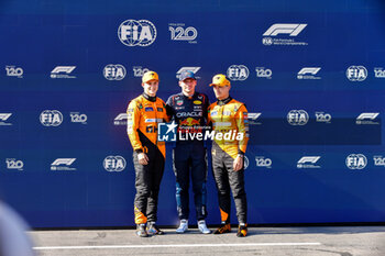 2024-05-17 - post qualify:
from left to righ Oscar Piastri (AUS) - McLaren Formula 1 Team - McLaren MCL38 - Mercedes
 Max Verstappen (NED) - Oracle Red Bull Racing - Red Bull RB20 - Honda RBPTLando Norris (GBR) - McLaren Formula 1 Team - McLaren MCL38 - Mercedes

during FORMULA 1 MSC CRUISES GRAN PREMIO DEL MADE IN ITALY E DELL'EMILIA-ROMAGNA 2 Autodromo Enzo e Dino Ferrari, Imola (BO) Italy - FORMULA 1 MSC CRUISES GRAN PREMIO DELL'EMILIA-ROMAGNA 2024 - FREE PRACTICE 1 AND 2 - FORMULA 1 - MOTORS