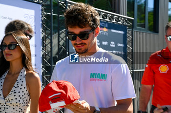 2024-05-18 - Charles Leclerc Ferrari Spa Scuderia Ferrari portrait enters the paddock of Autodromo Internazionale Enzo e Dino Ferrari - FORMULA 1 MSC CRUISES GRAN PREMIO DELL'EMILIA-ROMAGNA 2024 - PADDOCK AND DRIVERS - FORMULA 1 - MOTORS