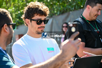 2024-05-18 - Charles Leclerc Ferrari Spa Scuderia Ferrari portrait enters the paddock of Autodromo Internazionale Enzo e Dino Ferrari - FORMULA 1 MSC CRUISES GRAN PREMIO DELL'EMILIA-ROMAGNA 2024 - PADDOCK AND DRIVERS - FORMULA 1 - MOTORS