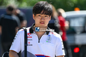 2024-05-18 - Yuki Tsunoda Racing Bulls S.p.A Visa Cash App RB Formula One Team portrait enters the paddock of Autodromo Internazionale Enzo e Dino Ferrari - FORMULA 1 MSC CRUISES GRAN PREMIO DELL'EMILIA-ROMAGNA 2024 - PADDOCK AND DRIVERS - FORMULA 1 - MOTORS