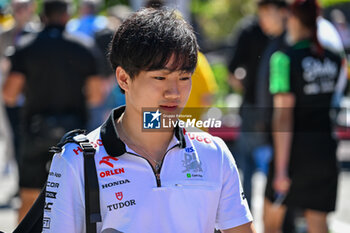 2024-05-18 - Yuki Tsunoda Racing Bulls S.p.A Visa Cash App RB Formula One Team portrait enters the paddock of Autodromo Internazionale Enzo e Dino Ferrari - FORMULA 1 MSC CRUISES GRAN PREMIO DELL'EMILIA-ROMAGNA 2024 - PADDOCK AND DRIVERS - FORMULA 1 - MOTORS