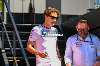 2024-05-18 - George Russell Mercedes Grand Prix Ltd Mercedes-AMG PETRONAS Formula One Team portrait enters the paddock of Autodromo Internazionale Enzo e Dino Ferrari - FORMULA 1 MSC CRUISES GRAN PREMIO DELL'EMILIA-ROMAGNA 2024 - PADDOCK AND DRIVERS - FORMULA 1 - MOTORS