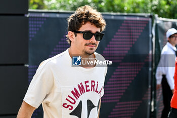 2024-05-18 - Charles Leclerc Ferrari Spa Scuderia Ferrari portrait enters the paddock of Autodromo Internazionale Enzo e Dino Ferrari - FORMULA 1 MSC CRUISES GRAN PREMIO DELL'EMILIA-ROMAGNA 2024 - PADDOCK AND DRIVERS - FORMULA 1 - MOTORS