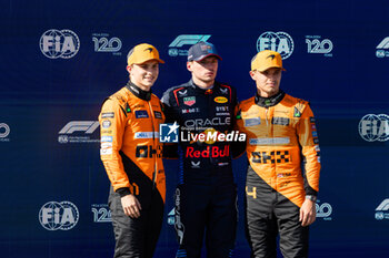 2024-05-18 - PIASTRI Oscar (aus), McLaren F1 Team MCL38, portrait NORRIS Lando (gbr), McLaren F1 Team MCL38, portrait VERSTAPPEN Max (ned), Red Bull Racing RB20, portrait pole position qualifying during the Formula 1 MSC Cruises Gran Premio del Made in Italy e Dell’Emilia-Romagne 2024, 7th round of the 2024 Formula One World Championship from May 17 to 19, 2024 on the Autodromo Enzo e Dino Ferrari, in Imola, Italy - F1 - EMILIA-ROMAGNA GRAND PRIX 2024 - FORMULA 1 - MOTORS