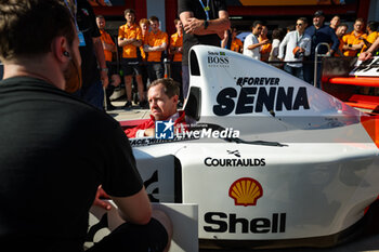 2024-05-18 - VETTEL Sebastian, driving the Mclaren MP4/8 in tribute to Ayrton Senna, during the Formula 1 MSC Cruises Gran Premio del Made in Italy e Dell’Emilia-Romagne 2024, 7th round of the 2024 Formula One World Championship from May 17 to 19, 2024 on the Autodromo Enzo e Dino Ferrari, in Imola, Italy - F1 - EMILIA-ROMAGNA GRAND PRIX 2024 - FORMULA 1 - MOTORS