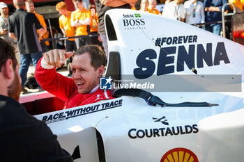 2024-05-18 - VETTEL Sebastian, driving the Mclaren MP4/8 in tribute to Ayrton Senna, during the Formula 1 MSC Cruises Gran Premio del Made in Italy e Dell’Emilia-Romagne 2024, 7th round of the 2024 Formula One World Championship from May 17 to 19, 2024 on the Autodromo Enzo e Dino Ferrari, in Imola, Italy - F1 - EMILIA-ROMAGNA GRAND PRIX 2024 - FORMULA 1 - MOTORS