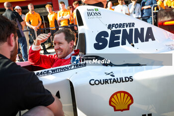 2024-05-18 - VETTEL Sebastian, driving the Mclaren MP4/8 in tribute to Ayrton Senna, during the Formula 1 MSC Cruises Gran Premio del Made in Italy e Dell’Emilia-Romagne 2024, 7th round of the 2024 Formula One World Championship from May 17 to 19, 2024 on the Autodromo Enzo e Dino Ferrari, in Imola, Italy - F1 - EMILIA-ROMAGNA GRAND PRIX 2024 - FORMULA 1 - MOTORS