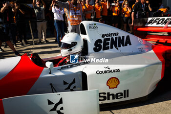 2024-05-18 - VETTEL Sebastian, driving the Mclaren MP4/8 in tribute to Ayrton Senna, during the Formula 1 MSC Cruises Gran Premio del Made in Italy e Dell’Emilia-Romagne 2024, 7th round of the 2024 Formula One World Championship from May 17 to 19, 2024 on the Autodromo Enzo e Dino Ferrari, in Imola, Italy - F1 - EMILIA-ROMAGNA GRAND PRIX 2024 - FORMULA 1 - MOTORS