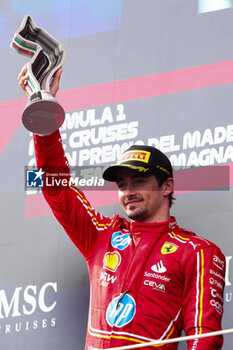 2024-05-18 - LECLERC Charles (mco), Scuderia Ferrari SF-24, portrait podium during the Formula 1 MSC Cruises Gran Premio del Made in Italy e Dell’Emilia-Romagne 2024, 7th round of the 2024 Formula One World Championship from May 17 to 19, 2024 on the Autodromo Enzo e Dino Ferrari, in Imola, Italy - F1 - EMILIA-ROMAGNA GRAND PRIX 2024 - FORMULA 1 - MOTORS