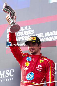 2024-05-18 - LECLERC Charles (mco), Scuderia Ferrari SF-24, portrait podium during the Formula 1 MSC Cruises Gran Premio del Made in Italy e Dell’Emilia-Romagne 2024, 7th round of the 2024 Formula One World Championship from May 17 to 19, 2024 on the Autodromo Enzo e Dino Ferrari, in Imola, Italy - F1 - EMILIA-ROMAGNA GRAND PRIX 2024 - FORMULA 1 - MOTORS