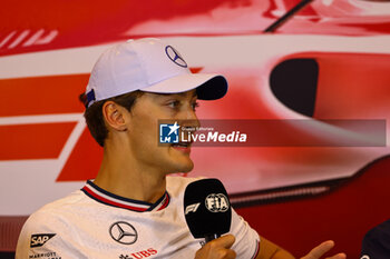 2024-05-23 - George Russell (GBR) - Mercedes-AMG PETRONAS F1 Team - Mercedes W15 - Mercedes E Performance
during Press Conference of Formula 1 Grand Prix de Monaco 2024 at Monte Carlo (MC), may 23-26 2024 - FORMULA 1 GRAND PRIX DE MONACO - PADDOCK - FORMULA 1 - MOTORS