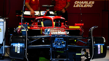 2024-05-23 - #16 Charles Leclerc Of The Team Scuderia Ferrari HP, Ferrari SF-24 in Box During Fia Formula One World Championship F1 Monaco 2024, 23 May , In Monte-Carlo , Monaco - FORMULA 1 GRAND PRIX DE MONACO - PADDOCK - FORMULA 1 - MOTORS