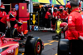 2024-05-23 - The Team Scuderia Ferrari HP, Ferrari SF-24 in Pit lane During Fia Formula One World Championship F1 Monaco 2024, 23 May , In Monte-Carlo , Monaco - FORMULA 1 GRAND PRIX DE MONACO - PADDOCK - FORMULA 1 - MOTORS