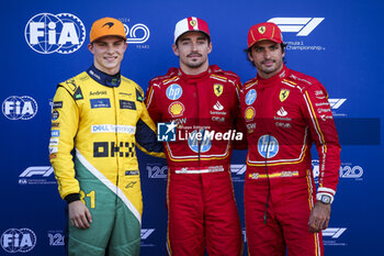 2024-05-25 - PIASTRI Oscar (aus), McLaren F1 Team MCL38, LECLERC Charles (mco), Scuderia Ferrari SF-24 and SAINZ Carlos (spa), Scuderia Ferrari SF-24, portrait during the Formula 1 Grand Prix de Monaco 2024, 8th round of the 2024 Formula One World Championship from May 23 to 26, 2024 on the Circuit de Monaco, in Monaco - F1 - MONACO GRAND PRIX 2024 - FORMULA 1 - MOTORS