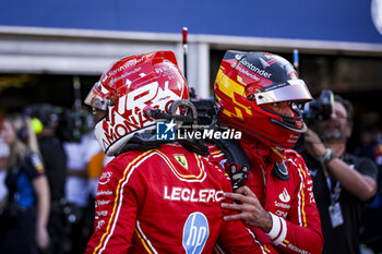 2024-05-25 - LECLERC Charles (mco), Scuderia Ferrari SF-24, portrait, celebrate his pole position and SAINZ Carlos (spa), Scuderia Ferrari SF-24, portrait during the Formula 1 Grand Prix de Monaco 2024, 8th round of the 2024 Formula One World Championship from May 23 to 26, 2024 on the Circuit de Monaco, in Monaco - F1 - MONACO GRAND PRIX 2024 - FORMULA 1 - MOTORS