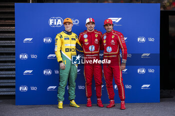 2024-05-25 - PIASTRI Oscar (aus), McLaren F1 Team MCL38, LECLERC Charles (mco), Scuderia Ferrari SF-24 and SAINZ Carlos (spa), Scuderia Ferrari SF-24, portrait during the Formula 1 Grand Prix de Monaco 2024, 8th round of the 2024 Formula One World Championship from May 23 to 26, 2024 on the Circuit de Monaco, in Monaco - F1 - MONACO GRAND PRIX 2024 - FORMULA 1 - MOTORS