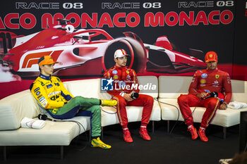 2024-05-25 - PIASTRI Oscar (aus), McLaren F1 Team MCL38, LECLERC Charles (mco), Scuderia Ferrari SF-24 and SAINZ Carlos (spa), Scuderia Ferrari SF-24, portrait, press conference during the Formula 1 Grand Prix de Monaco 2024, 8th round of the 2024 Formula One World Championship from May 23 to 26, 2024 on the Circuit de Monaco, in Monaco - F1 - MONACO GRAND PRIX 2024 - FORMULA 1 - MOTORS