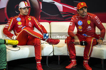 2024-05-25 - LECLERC Charles (mco), Scuderia Ferrari SF-24 and SAINZ Carlos (spa), Scuderia Ferrari SF-24, portrait, press conference during the Formula 1 Grand Prix de Monaco 2024, 8th round of the 2024 Formula One World Championship from May 23 to 26, 2024 on the Circuit de Monaco, in Monaco - F1 - MONACO GRAND PRIX 2024 - FORMULA 1 - MOTORS