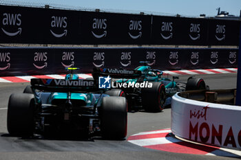 2024-05-25 - 18 STROLL Lance (can), Aston Martin F1 Team AMR24, 14 ALONSO Fernando (spa), Aston Martin F1 Team AMR24, action during the Formula 1 Grand Prix de Monaco 2024, 8th round of the 2024 Formula One World Championship from May 23 to 26, 2024 on the Circuit de Monaco, in Monaco - F1 - MONACO GRAND PRIX 2024 - FORMULA 1 - MOTORS