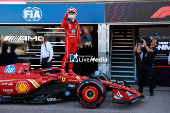 2024-05-25 - LECLERC Charles (mco), Scuderia Ferrari SF-24, portrait, celebrate his pole position during the Formula 1 Grand Prix de Monaco 2024, 8th round of the 2024 Formula One World Championship from May 23 to 26, 2024 on the Circuit de Monaco, in Monaco - F1 - MONACO GRAND PRIX 2024 - FORMULA 1 - MOTORS