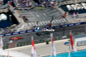 2024-05-25 - 55 SAINZ Carlos (spa), Scuderia Ferrari SF-24 and 44 HAMILTON Lewis (gbr), Mercedes AMG F1 Team W15, action during the Formula 1 Grand Prix de Monaco 2024, 8th round of the 2024 Formula One World Championship from May 23 to 26, 2024 on the Circuit de Monaco, in Monaco - F1 - MONACO GRAND PRIX 2024 - FORMULA 1 - MOTORS