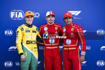 2024-05-25 - PIASTRI Oscar (aus), McLaren F1 Team MCL38, portrait, LECLERC Charles (mco), Scuderia Ferrari SF-24, portrait and SAINZ Carlos (spa), Scuderia Ferrari SF-24, portrait during the Formula 1 Grand Prix de Monaco 2024, 8th round of the 2024 Formula One World Championship from May 23 to 26, 2024 on the Circuit de Monaco, in Monaco - F1 - MONACO GRAND PRIX 2024 - FORMULA 1 - MOTORS