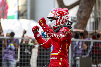 2024-05-26 - LECLERC Charles (mco), Scuderia Ferrari SF-24, portrait, celebrate his win during the Formula 1 Grand Prix de Monaco 2024, 8th round of the 2024 Formula One World Championship from May 23 to 26, 2024 on the Circuit de Monaco, in Monaco - F1 - MONACO GRAND PRIX 2024 - FORMULA 1 - MOTORS