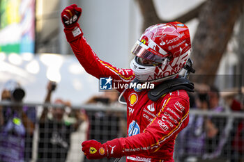 2024-05-26 - LECLERC Charles (mco), Scuderia Ferrari SF-24, portrait, celebrate his win during the Formula 1 Grand Prix de Monaco 2024, 8th round of the 2024 Formula One World Championship from May 23 to 26, 2024 on the Circuit de Monaco, in Monaco - F1 - MONACO GRAND PRIX 2024 - FORMULA 1 - MOTORS