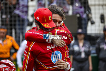 2024-05-26 - LECLERC Charles (mco), Scuderia Ferrari SF-24, portrait, celebrate his win with SAINZ Carlos (spa), Scuderia Ferrari SF-24, portrait during the Formula 1 Grand Prix de Monaco 2024, 8th round of the 2024 Formula One World Championship from May 23 to 26, 2024 on the Circuit de Monaco, in Monaco - F1 - MONACO GRAND PRIX 2024 - FORMULA 1 - MOTORS