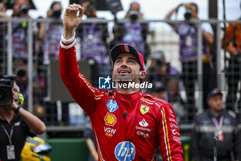 2024-05-26 - LECLERC Charles (mco), Scuderia Ferrari SF-24, portrait, celebrate his win during the Formula 1 Grand Prix de Monaco 2024, 8th round of the 2024 Formula One World Championship from May 23 to 26, 2024 on the Circuit de Monaco, in Monaco - F1 - MONACO GRAND PRIX 2024 - FORMULA 1 - MOTORS