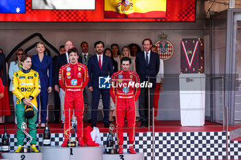 2024-05-26 - Podium: LECLERC Charles (mco), Scuderia Ferrari SF-24, PIASTRI Oscar (aus), McLaren F1 Team MCL38, SAINZ Carlos (spa), Scuderia Ferrari SF-24, BEN SULAYEM Mohammed (uae), President of the FIA, portrait during the Formula 1 Grand Prix de Monaco 2024, 8th round of the 2024 Formula One World Championship from May 23 to 26, 2024 on the Circuit de Monaco, in Monaco - F1 - MONACO GRAND PRIX 2024 - FORMULA 1 - MOTORS