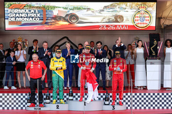 2024-05-26 - The podium ceremony: Prince Albert II is the Sovereign of the Principality of Monaco and the head of the Princely House of Grimaldi, with Princess of Monaco Charlène Lynette, BEN SULAYEM Mohammed (uae), President of the FIA, LECLERC Charles (mco), Scuderia Ferrari SF-24, PIASTRI Oscar (aus), McLaren F1 Team MCL38, SAINZ Carlos (spa), Scuderia Ferrari SF-24, during the Formula 1 Grand Prix de Monaco 2024, 8th round of the 2024 Formula One World Championship from May 23 to 26, 2024 on the Circuit de Monaco, in Monaco - F1 - MONACO GRAND PRIX 2024 - FORMULA 1 - MOTORS