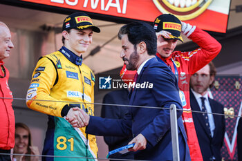 2024-05-26 - podium PIASTRI Oscar (aus), McLaren F1 Team MCL38, BEN SULAYEM Mohammed (uae), President of the FIA, portrait during the Formula 1 Grand Prix de Monaco 2024, 8th round of the 2024 Formula One World Championship from May 23 to 26, 2024 on the Circuit de Monaco, in Monaco - F1 - MONACO GRAND PRIX 2024 - FORMULA 1 - MOTORS