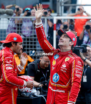 2024-05-26 - LECLERC Charles (mco), Scuderia Ferrari SF-24, portrait, celebrate his win during the Formula 1 Grand Prix de Monaco 2024, 8th round of the 2024 Formula One World Championship from May 23 to 26, 2024 on the Circuit de Monaco, in Monaco - F1 - MONACO GRAND PRIX 2024 - FORMULA 1 - MOTORS