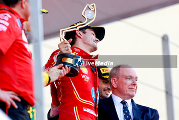 2024-05-26 - LECLERC Charles (mco), Scuderia Ferrari SF-24 and Albert II Grimaldi Prince of Monaco on podium with prince podium during the Formula 1 Grand Prix de Monaco 2024, 8th round of the 2024 Formula One World Championship from May 23 to 26, 2024 on the Circuit de Monaco, in Monaco - F1 - MONACO GRAND PRIX 2024 - FORMULA 1 - MOTORS