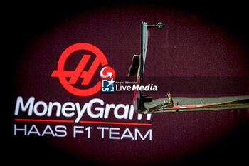 2024-06-05 - Haas F1 Team front wing and logo in PitLane - 
during Formula 1 Aws Grand Prix du Canada 2024, Montreal, Quebec, Canada, from Jun 6th to 9th - Rounfd 9 of 24 of 2024 F1 World Championship - FORMULA 1 AWS GRAND PRIX DU CANADA 2024 - FORMULA 1 - MOTORS