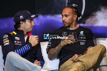 2024-06-06 - PEREZ Sergio (mex), Red Bull Racing RB20, portrait and HAMILTON Lewis (gbr), Mercedes AMG F1 Team W15, portrait during the Formula 1 AWS Grand Prix du Canada 2024, 9th round of the 2024 Formula One World Championship from June 07 to 09, 2024 on the Circuit Gilles Villeneuve, in Montréal, Canada - F1 - CANADIAN GRAND PRIX 2024 - FORMULA 1 - MOTORS