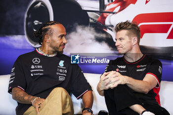 2024-06-06 - HAMILTON Lewis (gbr), Mercedes AMG F1 Team W15, portrait and HULKENBERG Nico (ger), Haas F1 Team VF-24 Ferrari, portrait during the Formula 1 AWS Grand Prix du Canada 2024, 9th round of the 2024 Formula One World Championship from June 07 to 09, 2024 on the Circuit Gilles Villeneuve, in Montréal, Canada - F1 - CANADIAN GRAND PRIX 2024 - FORMULA 1 - MOTORS