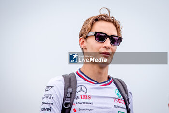 2024-06-06 - George Russell (GBR) - Mercedes-AMG PETRONAS F1 Team - Mercedes W15 - Mercedes E Performance arriving at the circuit during Formula 1 Aws Grand Prix du Canada 2024, Montreal, Quebec, Canada, from Jun 6th to 9th - Rounfd 9 of 24 of 2024 F1 World Championship - FORMULA 1 AWS GRAND PRIX DU CANADA 2024 - FORMULA 1 - MOTORS