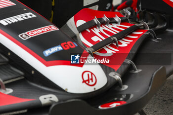 2024-06-07 - Haas F1 Team VF-24 Ferrari, Mechanical detail front wing during the Formula 1 AWS Grand Prix du Canada 2024, 9th round of the 2024 Formula One World Championship from June 07 to 09, 2024 on the Circuit Gilles Villeneuve, in Montréal, Canada - F1 - CANADIAN GRAND PRIX 2024 - FORMULA 1 - MOTORS