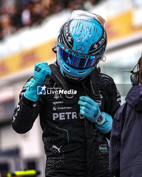 2024-06-08 - RUSSELL George (gbr), Mercedes AMG F1 Team W15, portrait, celebrate his pole position during the Formula 1 AWS Grand Prix du Canada 2024, 9th round of the 2024 Formula One World Championship from June 07 to 09, 2024 on the Circuit Gilles Villeneuve, in Montréal, Canada - F1 - CANADIAN GRAND PRIX 2024 - FORMULA 1 - MOTORS