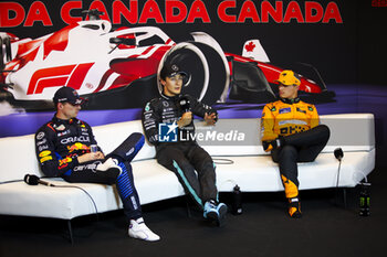 2024-06-08 - RUSSELL George (gbr), Mercedes AMG F1 Team W15, portrait, VERSTAPPEN Max (ned), Red Bull Racing RB20, portrait and NORRIS Lando (gbr), McLaren F1 Team MCL38, portrait during the Formula 1 AWS Grand Prix du Canada 2024, 9th round of the 2024 Formula One World Championship from June 07 to 09, 2024 on the Circuit Gilles Villeneuve, in Montréal, Canada - F1 - CANADIAN GRAND PRIX 2024 - FORMULA 1 - MOTORS