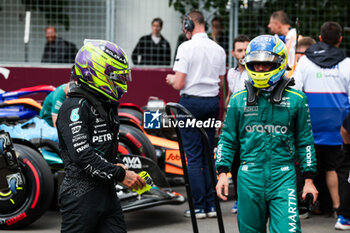 2024-06-08 - HAMILTON Lewis (gbr), Mercedes AMG F1 Team W15, ALONSO Fernando (spa), Aston Martin F1 Team AMR24, portrait during the Formula 1 AWS Grand Prix du Canada 2024, 9th round of the 2024 Formula One World Championship from June 07 to 09, 2024 on the Circuit Gilles Villeneuve, in Montréal, Canada - F1 - CANADIAN GRAND PRIX 2024 - FORMULA 1 - MOTORS