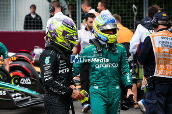 2024-06-08 - HAMILTON Lewis (gbr), Mercedes AMG F1 Team W15, ALONSO Fernando (spa), Aston Martin F1 Team AMR24, portrait during the Formula 1 AWS Grand Prix du Canada 2024, 9th round of the 2024 Formula One World Championship from June 07 to 09, 2024 on the Circuit Gilles Villeneuve, in Montréal, Canada - F1 - CANADIAN GRAND PRIX 2024 - FORMULA 1 - MOTORS