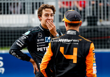 2024-06-08 - RUSSELL George (gbr), Mercedes AMG F1 Team W15, portrait NORRIS Lando (gbr), McLaren F1 Team MCL38, portrait during the Formula 1 AWS Grand Prix du Canada 2024, 9th round of the 2024 Formula One World Championship from June 07 to 09, 2024 on the Circuit Gilles Villeneuve, in Montréal, Canada - F1 - CANADIAN GRAND PRIX 2024 - FORMULA 1 - MOTORS