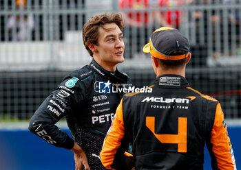 2024-06-08 - RUSSELL George (gbr), Mercedes AMG F1 Team W15, portrait NORRIS Lando (gbr), McLaren F1 Team MCL38, portrait during the Formula 1 AWS Grand Prix du Canada 2024, 9th round of the 2024 Formula One World Championship from June 07 to 09, 2024 on the Circuit Gilles Villeneuve, in Montréal, Canada - F1 - CANADIAN GRAND PRIX 2024 - FORMULA 1 - MOTORS