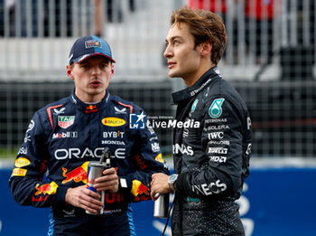 2024-06-08 - RUSSELL George (gbr), Mercedes AMG F1 Team W15, portrait VERSTAPPEN Max (ned), Red Bull Racing RB20, portrait during the Formula 1 AWS Grand Prix du Canada 2024, 9th round of the 2024 Formula One World Championship from June 07 to 09, 2024 on the Circuit Gilles Villeneuve, in Montréal, Canada - F1 - CANADIAN GRAND PRIX 2024 - FORMULA 1 - MOTORS