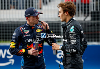 2024-06-08 - VERSTAPPEN Max (ned), Red Bull Racing RB20, portrait RUSSELL George (gbr), Mercedes AMG F1 Team W15, portrait during the Formula 1 AWS Grand Prix du Canada 2024, 9th round of the 2024 Formula One World Championship from June 07 to 09, 2024 on the Circuit Gilles Villeneuve, in Montréal, Canada - F1 - CANADIAN GRAND PRIX 2024 - FORMULA 1 - MOTORS