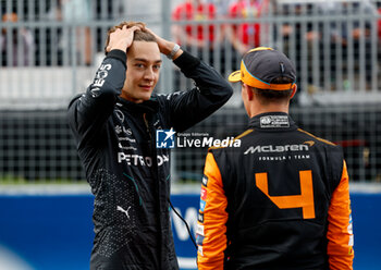 2024-06-08 - RUSSELL George (gbr), Mercedes AMG F1 Team W15, portrait NORRIS Lando (gbr), McLaren F1 Team MCL38, portrait during the Formula 1 AWS Grand Prix du Canada 2024, 9th round of the 2024 Formula One World Championship from June 07 to 09, 2024 on the Circuit Gilles Villeneuve, in Montréal, Canada - F1 - CANADIAN GRAND PRIX 2024 - FORMULA 1 - MOTORS