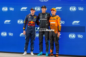 2024-06-08 - Top3 Qualify, from Left to Right Max Verstappen (NED) - Oracle Red Bull Racing - Red Bull RB20 - Honda RBP George Russell (GBR) - Mercedes-AMG PETRONAS F1 Team - Mercedes W15 - Mercedes E PerformanceLando Norris (GBR) - McLaren Formula 1 Team - McLaren MCL38 - Mercedes
during Formula 1 Aws Grand Prix du Canada 2024, Montreal, Quebec, Canada, from Jun 6th to 9th - Round 9 of 24 of 2024 F1 World Championship - FORMULA 1 AWS GRAND PRIX DU CANADA 2024 - FORMULA 1 - MOTORS